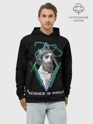 Худи мужской база хлопок / Magic is science - Пифагор