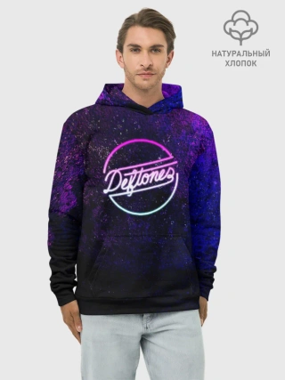 Худи мужской база хлопок / Deftones. Neon logo