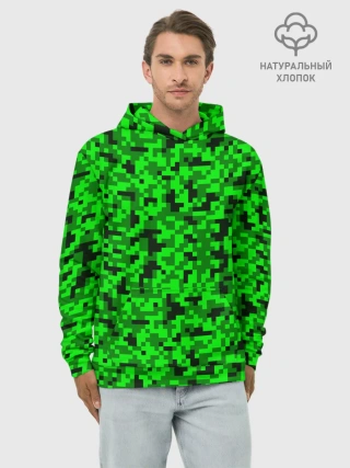 Худи мужской база хлопок / КАМУФЛЯЖ GREEN