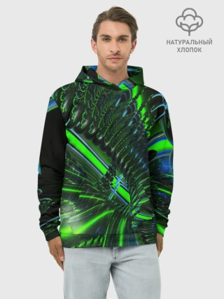 Худи мужской база хлопок / DIGITAL NEON GREEN
