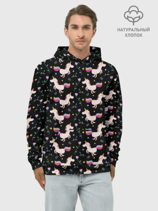 Худи мужской база хлопок / Unicorns pattern