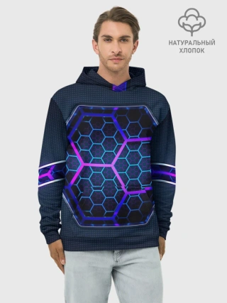 Худи мужской база хлопок / Цветные соты 3D