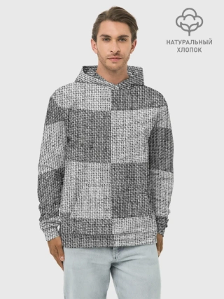 Худи мужской база хлопок / Denim Patchwork