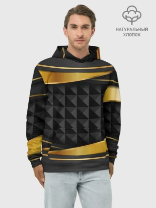 Худи мужской база хлопок / 3D luxury black gold Плиты 3Д