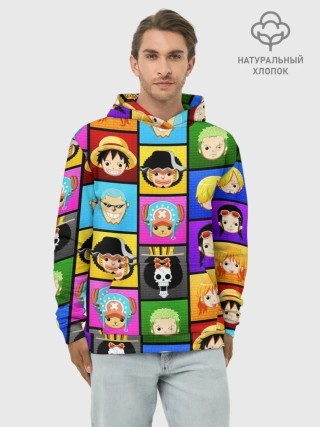Худи мужской база хлопок / ONE PIECE / ВАН ПИС / ГЕРОИ