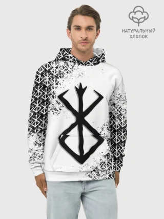 Худи мужской база хлопок / БЕРСЕРК logo ч/б