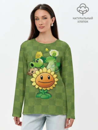 Лонгслив женский. Хлопок / Plants vs Zombies