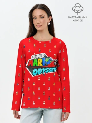 Лонгслив женский. Хлопок / Super Mario Odyssey