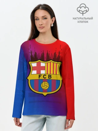 Лонгслив женский. Хлопок / FC Barcelona color sport