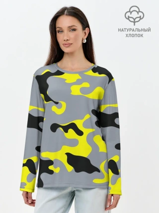 Лонгслив женский. Хлопок / Yellow camouflage