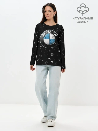 Лонгслив женский. Хлопок / BMW под Дождём