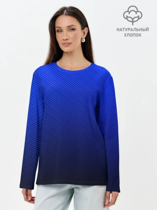 Лонгслив женский. Хлопок / CARBON BLUE | СИНИЙ КАРБОН