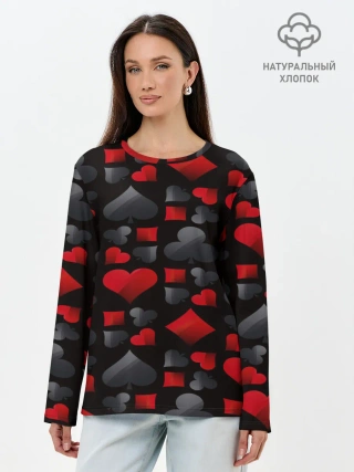 Лонгслив женский. Хлопок / Card suits