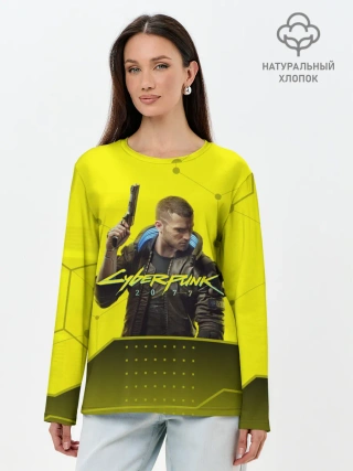 Лонгслив женский. Хлопок / CYBERPUNK 2077