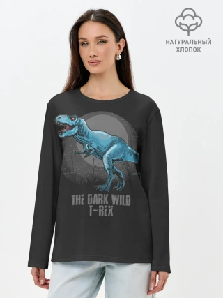 Лонгслив женский. Хлопок / Dinosaur t-rex