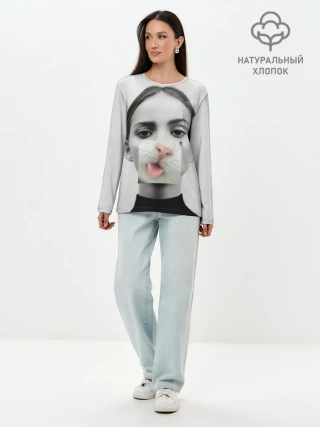 Лонгслив женский. Хлопок / kitty face