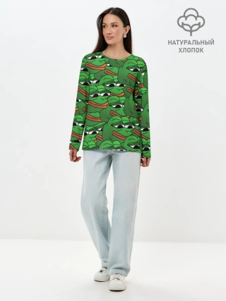 Лонгслив женский. Хлопок / Pepe The Frog