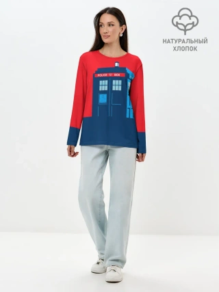 Лонгслив женский. Хлопок / IN TARDIS WE TRUST