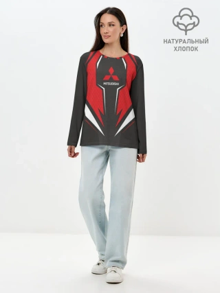 Лонгслив женский. Хлопок / Mitsubishi Driver team Red