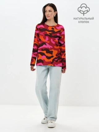 Лонгслив женский. Хлопок / CAMOUFLAGE RED
