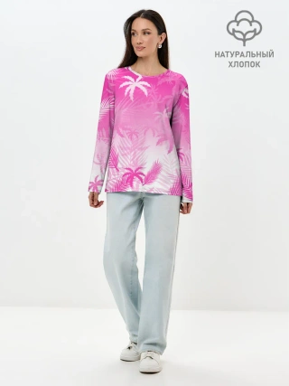 Лонгслив женский. Хлопок / БЕЛЫЕ ПАЛЬМЫ ПАЛЬМЫ