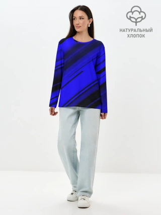 Лонгслив женский. Хлопок / Blue and Black