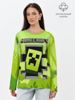 Лонгслив женский. Хлопок / Minecraft