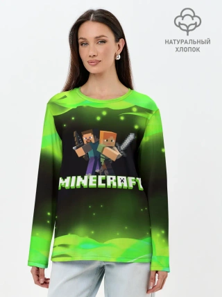 Лонгслив женский. Хлопок / Minecraft 1