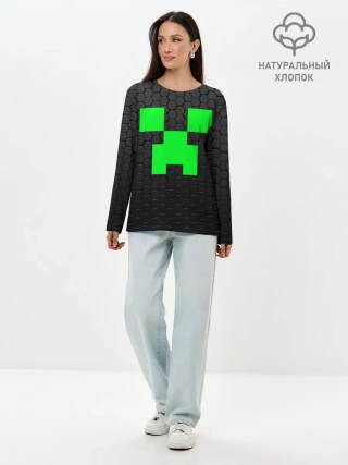 Лонгслив женский. Хлопок / MINECRAFT CREEPER | КРИПЕР МАЙНКРАФТ