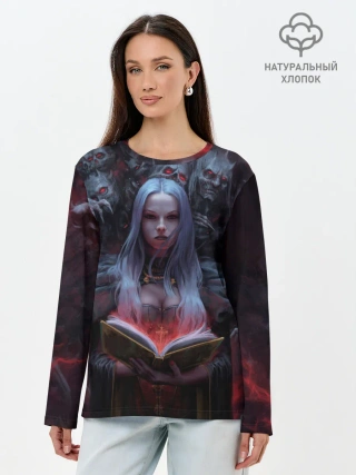 Лонгслив женский. Хлопок / Demonic book