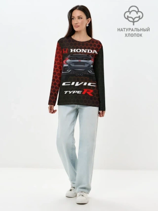 Лонгслив женский. Хлопок / Honda Civic Type R.