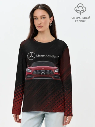 Лонгслив женский. Хлопок / Mercedes Benz AMG.
