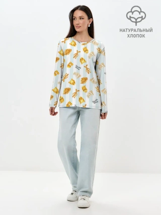 Лонгслив женский. Хлопок / Baked Goods Pattern