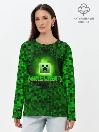 Лонгслив женский. Хлопок / Minecraft
