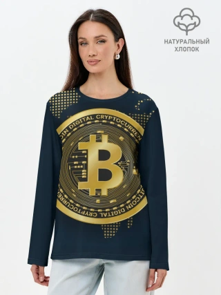 Лонгслив женский. Хлопок / БИТКОИН | BITCOIN