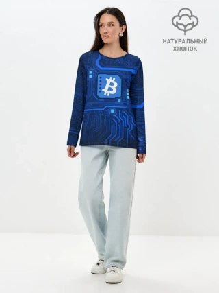 Лонгслив женский. Хлопок / BITCOIN | БИТКОИН