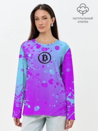 Лонгслив женский. Хлопок / Bitcoin