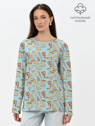 Лонгслив женский. Хлопок / Кусочки Пиццы