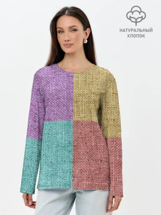 Лонгслив женский. Хлопок / Burlap Patchwork
