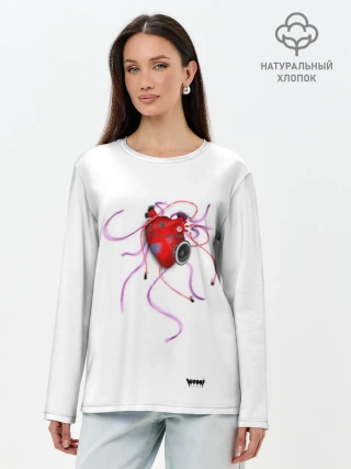 Лонгслив женский. Хлопок / Yami: listen to my heart 3D