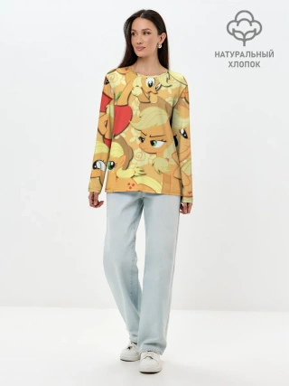 Лонгслив женский. Хлопок / Applejack pattern