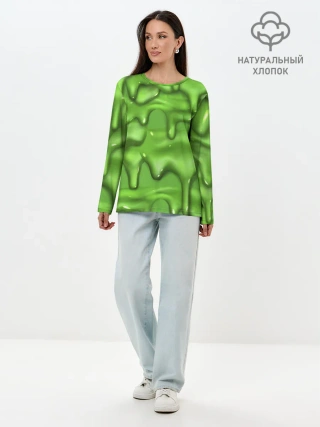 Лонгслив женский. Хлопок / Green Slime