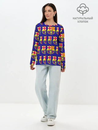 Лонгслив женский. Хлопок / ФК БАРСЕЛОНА / PATTERN / УЗОР