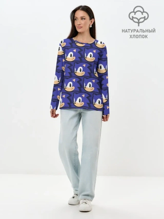 Лонгслив женский. Хлопок / Sonic pattern