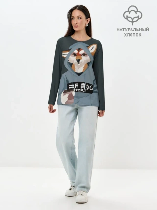 Лонгслив женский. Хлопок / Furry fox