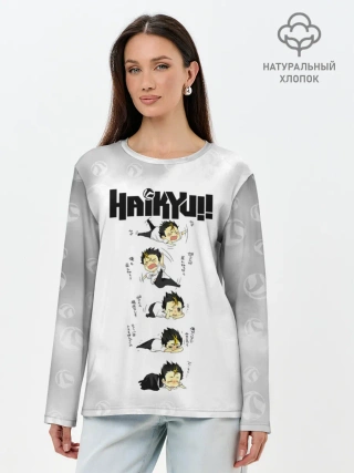 Лонгслив женский. Хлопок / Юу Нишиноя в истерике Haikyu!!