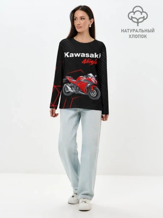 Лонгслив женский. Хлопок / KAWASAKI NINJA / КАВАСАКИ