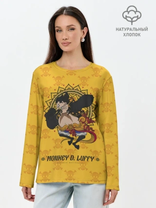 Лонгслив женский. Хлопок / Резиновый Манки Д. Луффи One Piece