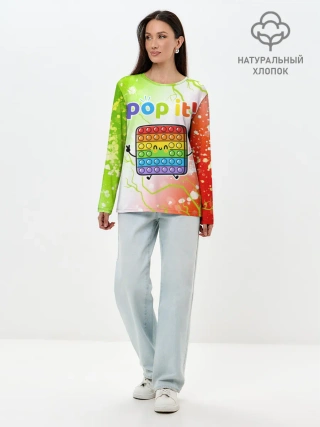 Лонгслив женский. Хлопок / Pop It - Happy - Lightning