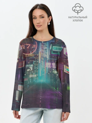 Лонгслив женский. Хлопок / Neon Tokyo